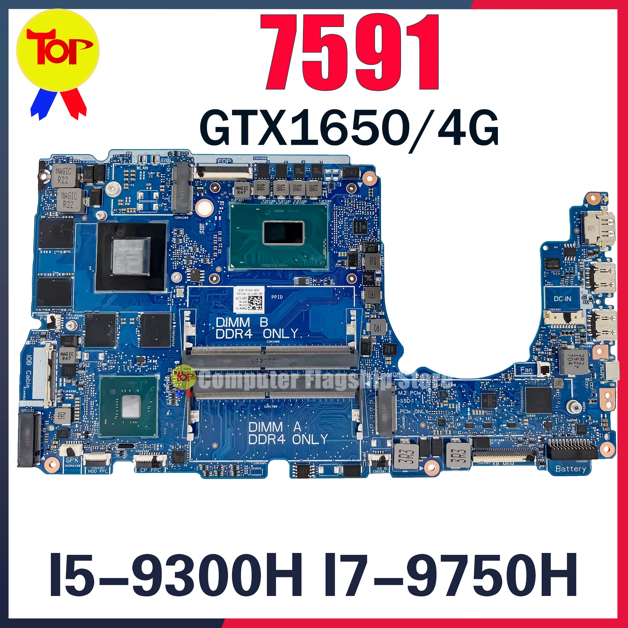 Nbl_n15 _ MB материнская плата для ноутбука DELL Inspiron 7590 7591 I5-9300H GTX1650/V4G материнская плата Быстрая доставка