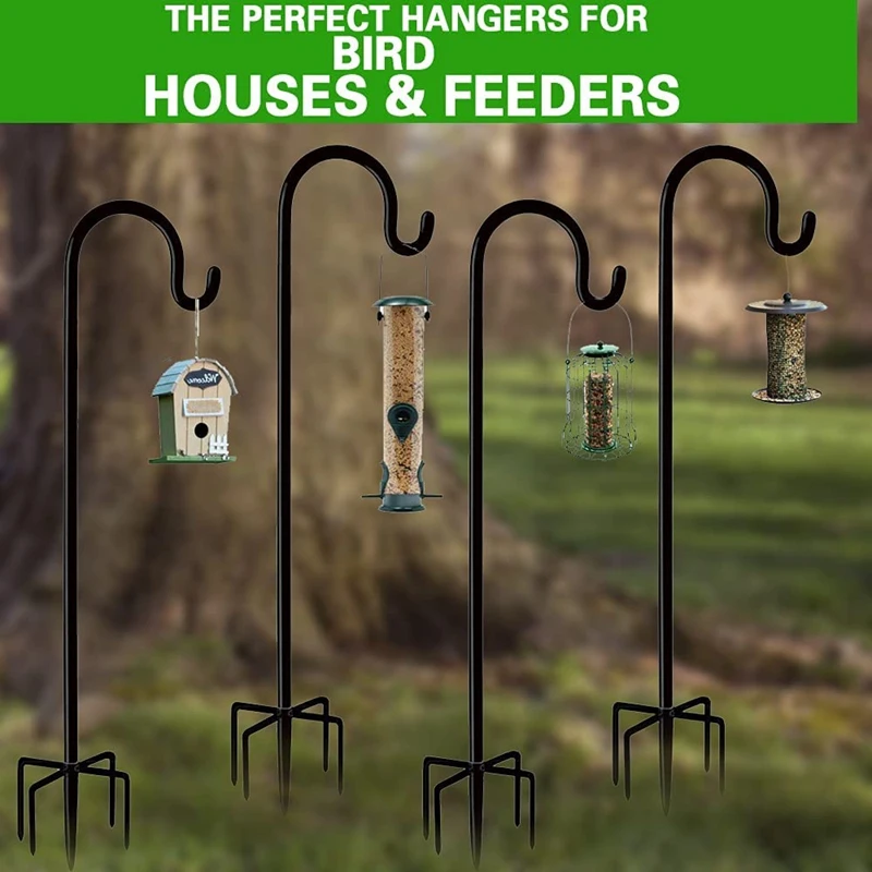 Shepherd Hook Plant Hanger Bird Feeder Pole Garden Hook Freestanding Adjustable Garden Hanger Hook 2 Pack,36 Inches Tall