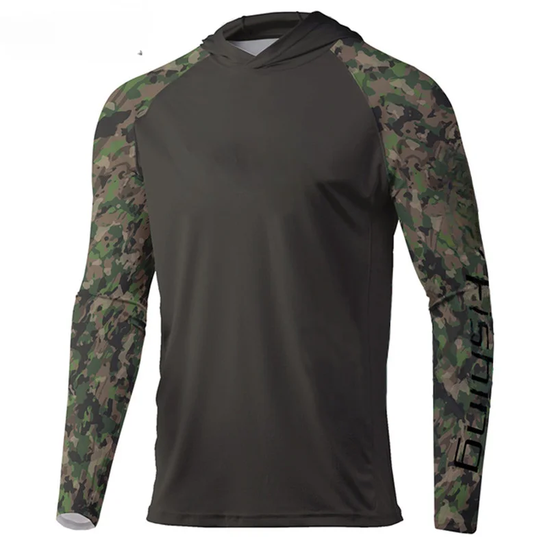 Men's Hooded Fishing Shirt Long Sleeve Sun Protection Shirts Breathable Fishing Clothing Gear New