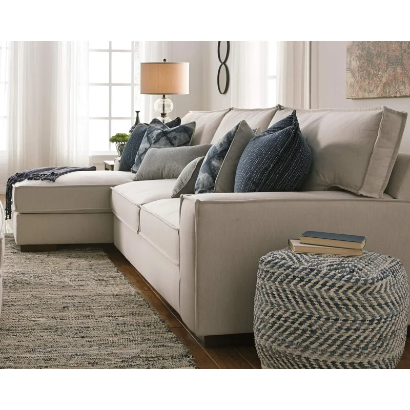 Signature Design by Ashley Chevron Handmade Woven Pouf 18 x 18, Blue and White