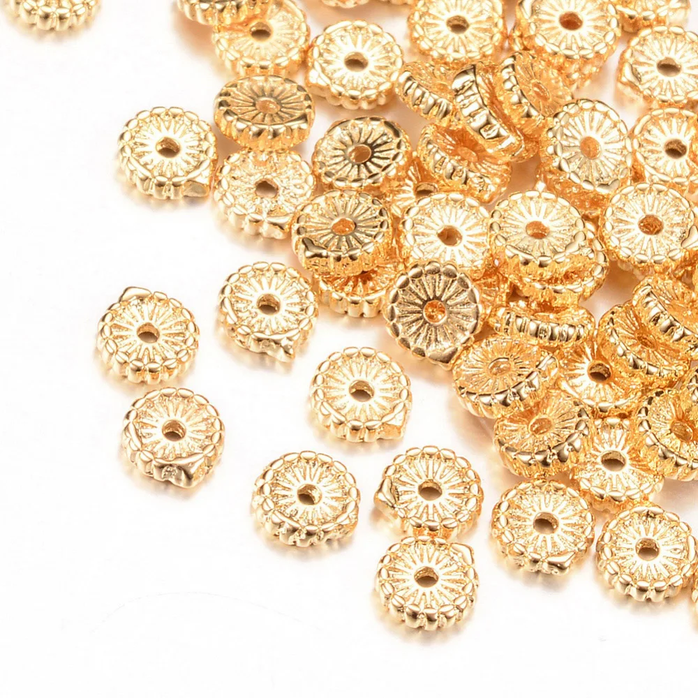 

10PCS Brass Spacer Beads Light Gold 5x1.5mm Hole: 1mm