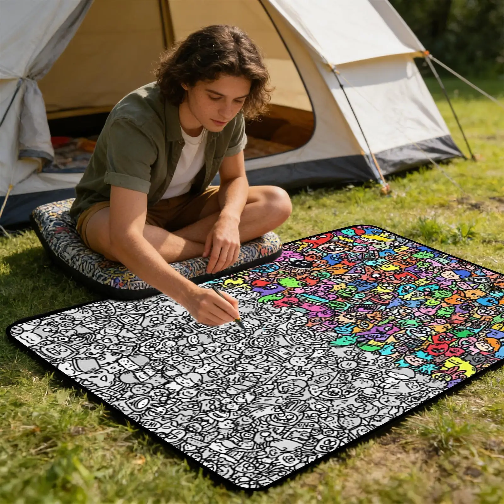 Coloring Throw Blanket - Washable Art Blanket for Kids, Families, and Craft Lovers