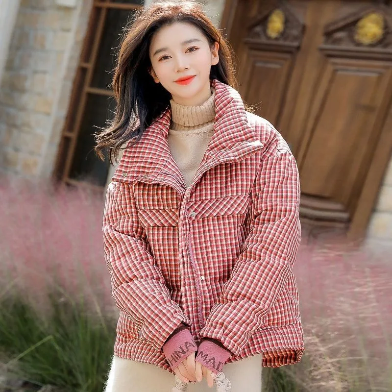 

Женская куртка с воротником-стойкой, белая или черная короткая парка с хлопковой подкладкой, теплая верхняя одежда, зима 2023