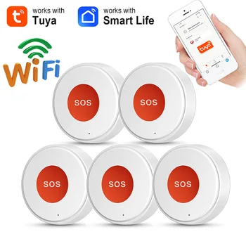 Tuya WiFi SOS bouton une clé d'urgence sans fil alarme de sécurité dispositif de panique pour les enfants âgés sécurité à la maison vie intelligente APP à distance 1