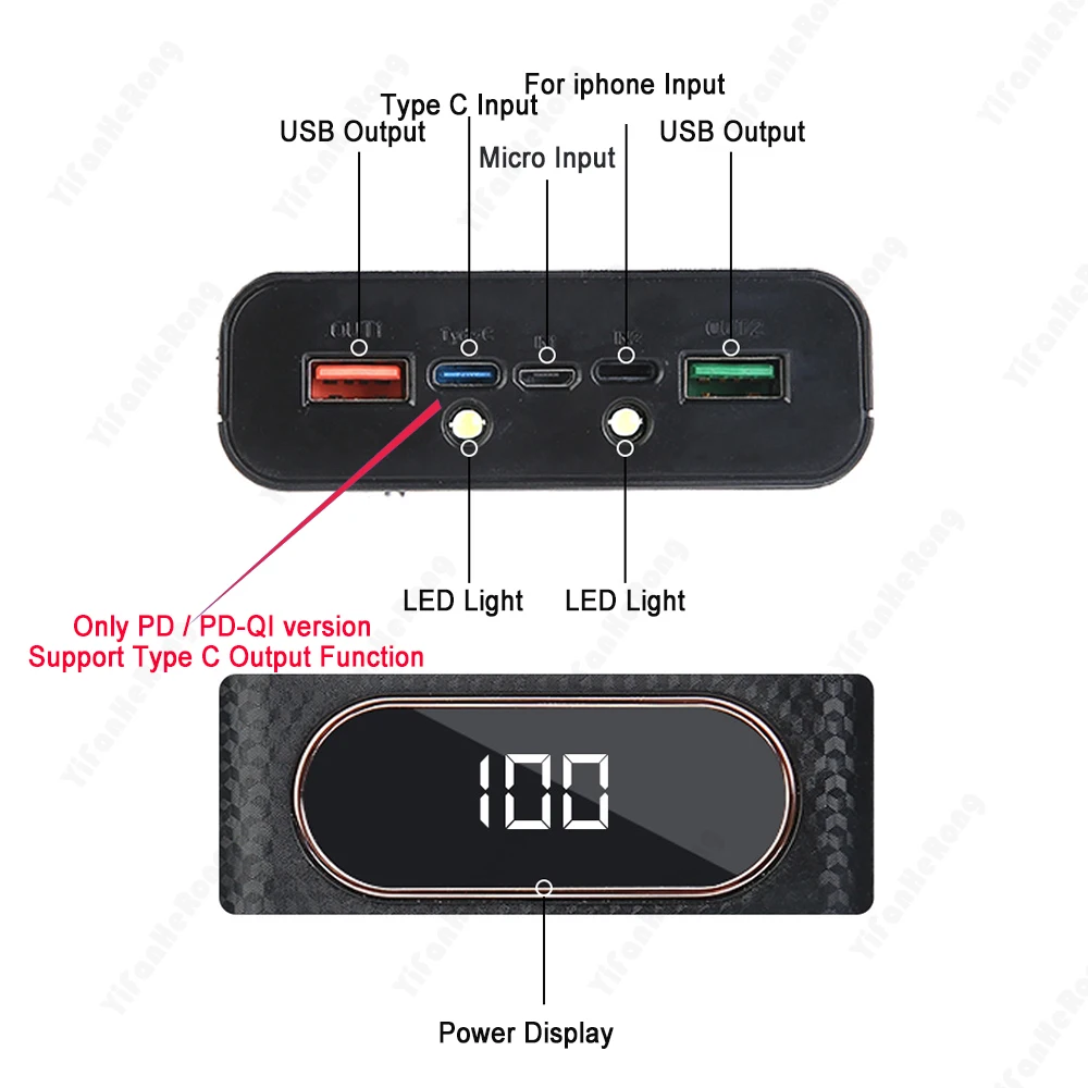  ͸  ڽ ͸ ġ DIY  ̽,  USB 21700 ͸  丮 LCD ÷, 4x21700