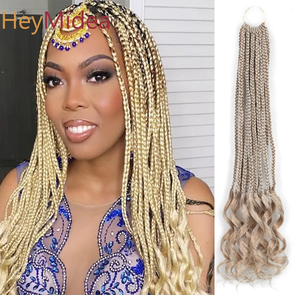 20Inch Goddess Box Braids Hair Synthetic French Curl Braiding Hair Extensions Women Ombre Box Braids Crochet Hair With Curly End