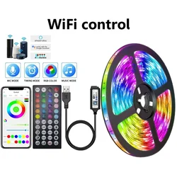 Smart RGB LED Strip Lights with Bluetooth APP Control, Color-Changing Flexible LED Tape for Room Decor and Ambient Lighting (Wifi controller)