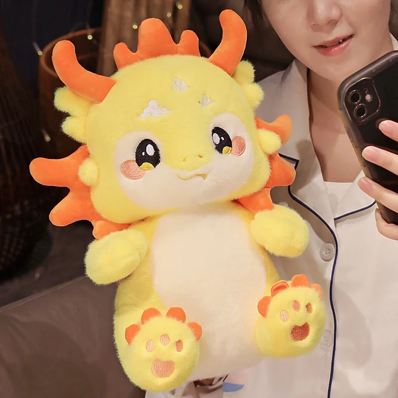 20-30cm 2024 New Year Chinese Zodiac Cartoon Zodiac Mascot Dragon Plush Toys Stuffed Fluffly Animal Cute Dinosaur Doll Kids Gift 2024 new cartoon zodiac dragon year mascot china dragon plushies toys soft stuffed anime animals dinosaur plush dolls home decor