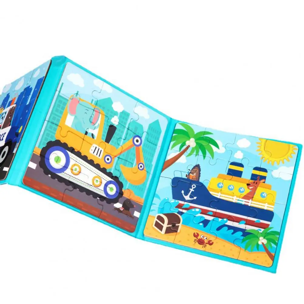 

1 Set Magnetic Puzzle Foldable Hands-on Ability Compact Animal Vehicle Ocean Cognition Matching Puzzle Board for Gift