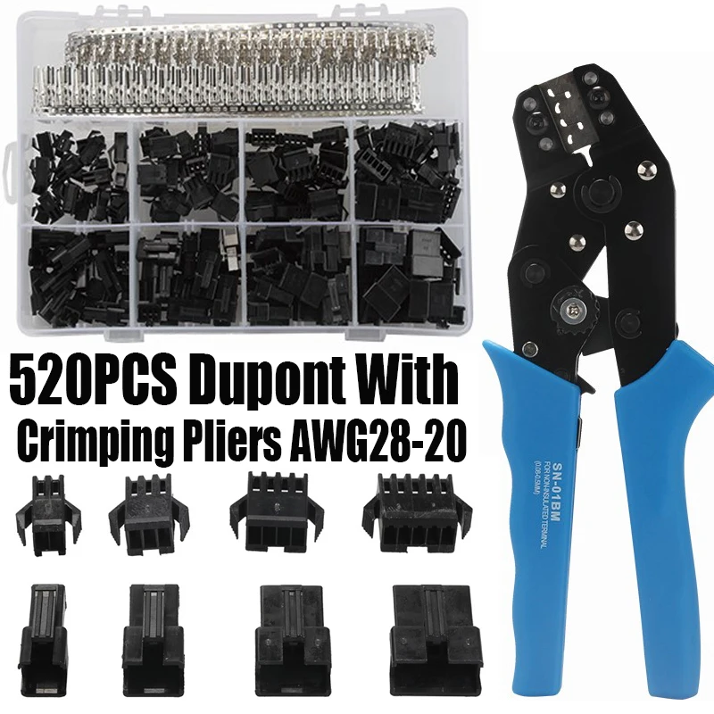 JST-XH connectorassortiment 560 stuks 2,54 mm 2/3/4/5 pins behuizing ommantelde steeklijst mannelijke vrouwelijke krimpaansluiting kit 2,5 mm, Standaard