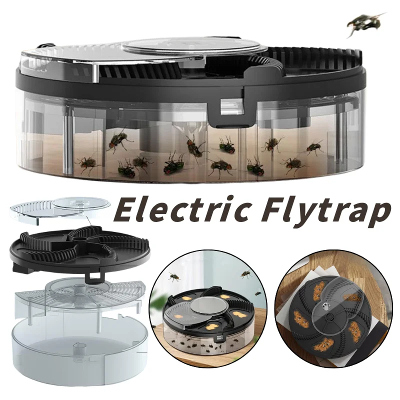Quiet Removable Insect Pest Catcher Automatic Rotation Electric Flytrap USB Rechargeable Electric Flycatcher Killing Machine