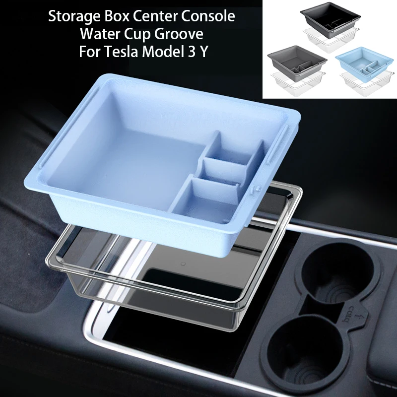 

Storage Box Center Console Water Cup Groove for Tesla Model 3 Y Decoration Non-slip Waterproof Easy Clean Interior Accessories