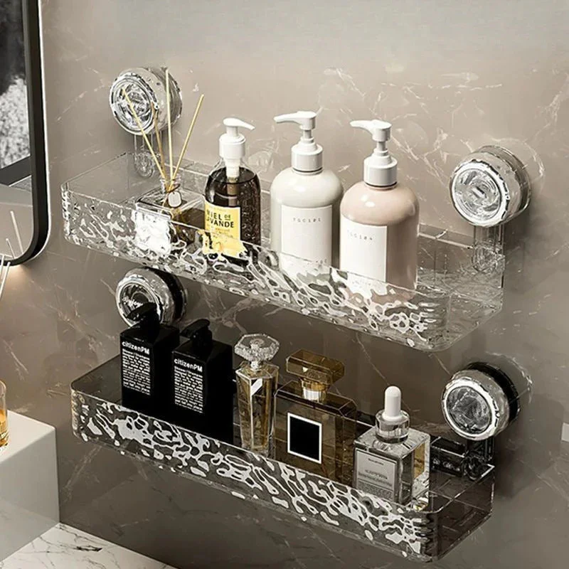 Corrugated Suction Cup Storage Holder Light Luxury Style Glacier Pattern Suction Cup Shelf No-Drill Bathroom Suction Storage Box 5