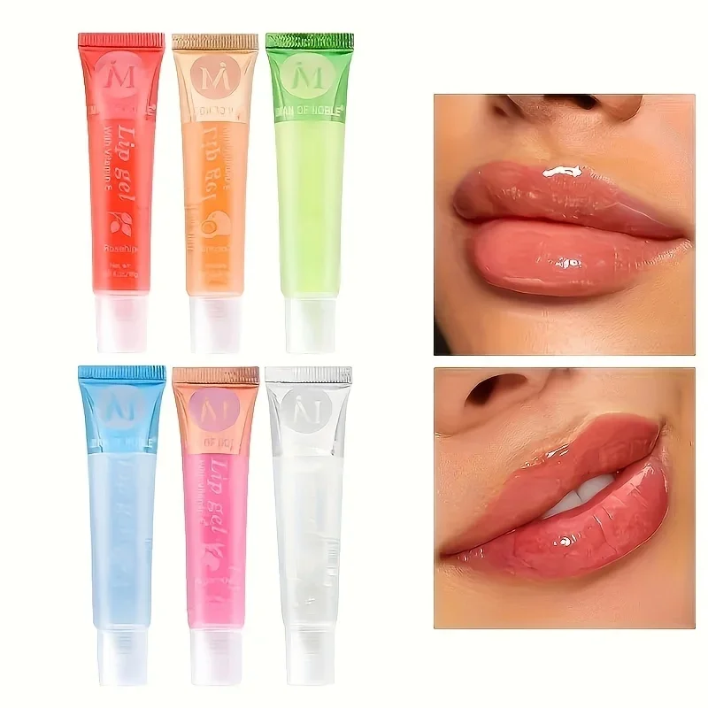 Wholesa 36pcs/set Moisturising Transparent Lip Gloss Rosehip Argan Mint Coconut FlavourSemi-transparent Plumping Lip OilGift Set 5