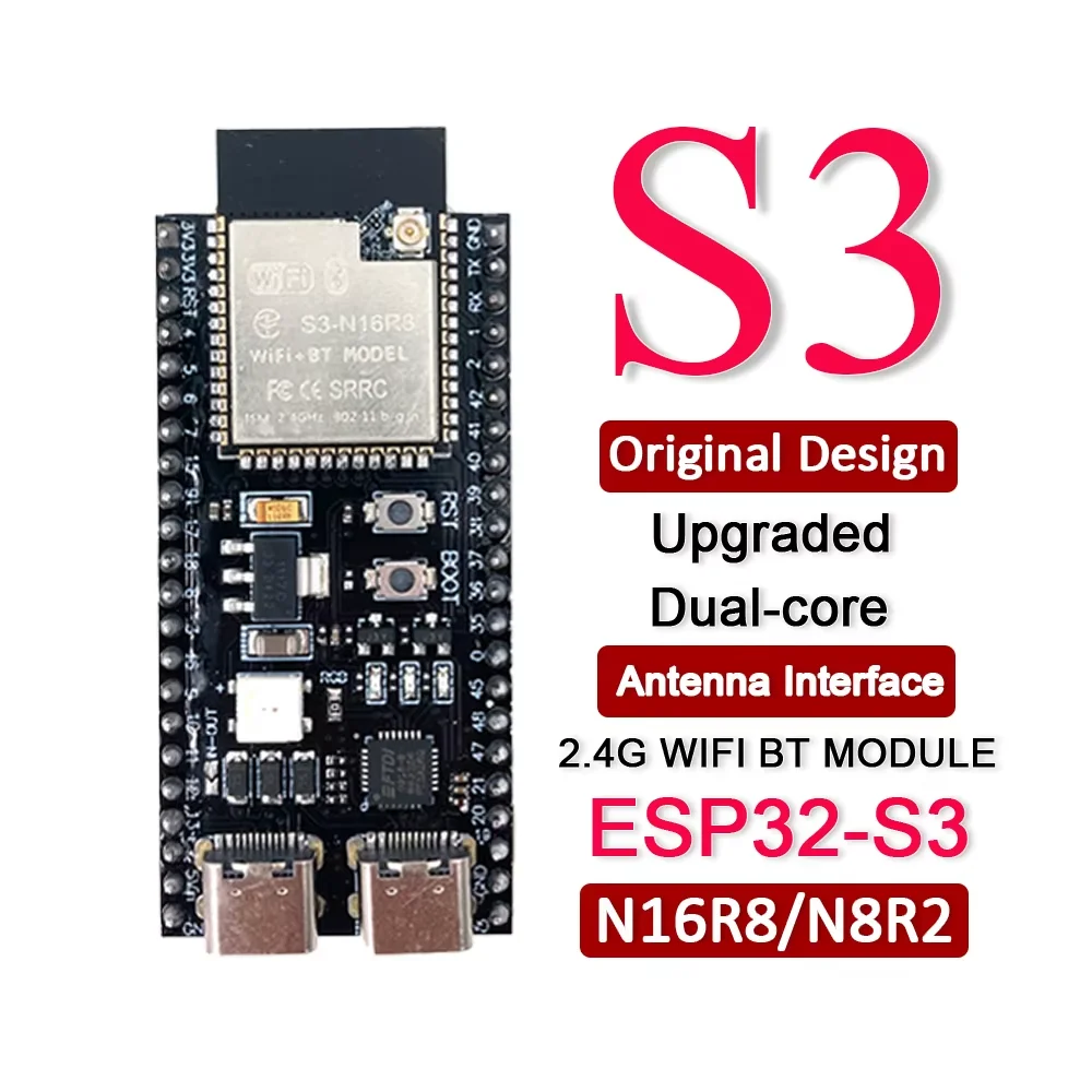 ESP32-S3-DevKitC-1 개발 보드(아두이노 MCU용 2.4G Wifi BT 모듈 확장 포함) ESP32 S3 16MB 플래시 N16R8 44핀 듀얼 타입-C