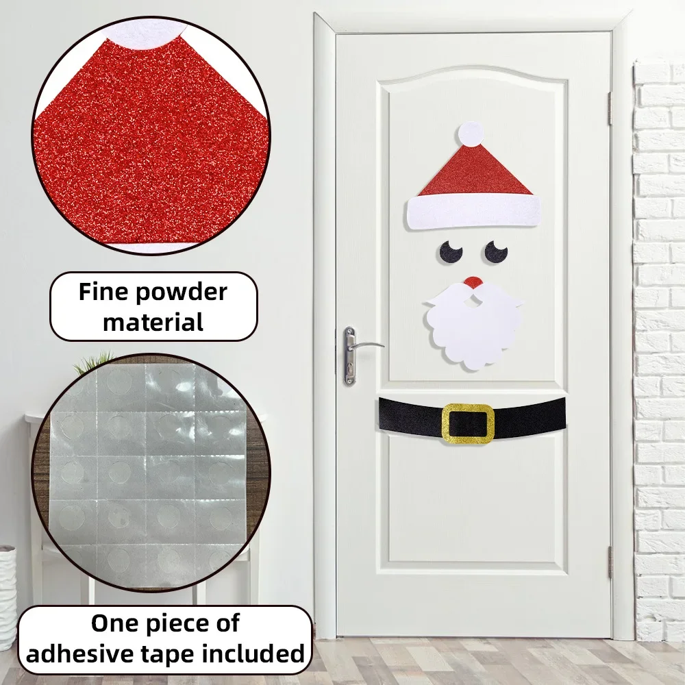Christmas Door and Window Stickers, Felt Cloth, Snowman, Santa Claus, Elk, Wall Sticker, Home Decoration, Happy New Year