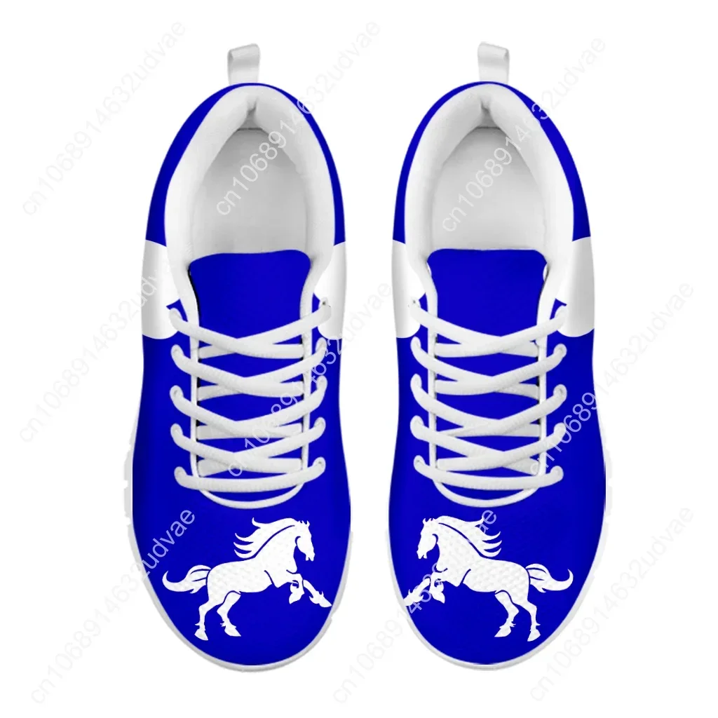 Trendy Blue And White Golf Design Stylish Sneakers Horse Heart Print White Flats Sports Hobby Shoes Chaussure