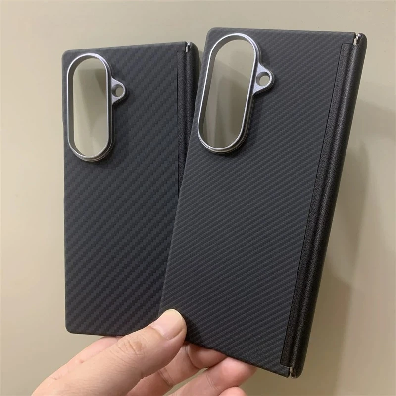 Carbon Fiber Texture Magnetic Wireless Charging Protective Armor Case with Camera Lens Protection