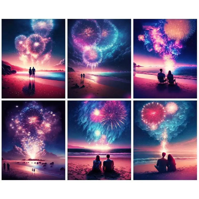 

Full Square Drill Diamond Painting Romantic Fireworks Landscape Couple Diy Crafts Mosaic Art Diamond Embroidery Home Decors