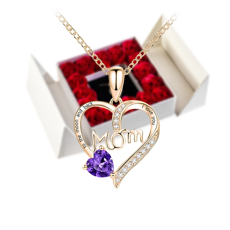 Cadeaux pour femmes bijoux pendentif collier/avec savon Rose éternelle boîte-cadeau fête des mères collier bijoux cadeaux d'anniversaire de mariage 2