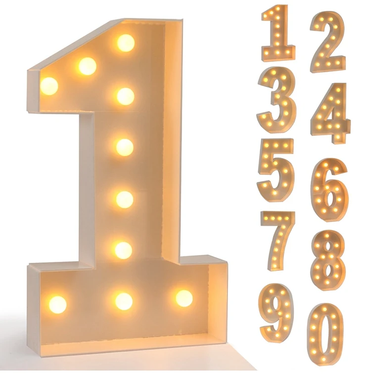 Description Picture 2 of item91.5cm Warm Light Up Giant Figure Balloon Filling Box with 10 Lights 1st Birthday Number 0-9 Frame Wedding Decor Baby Shower