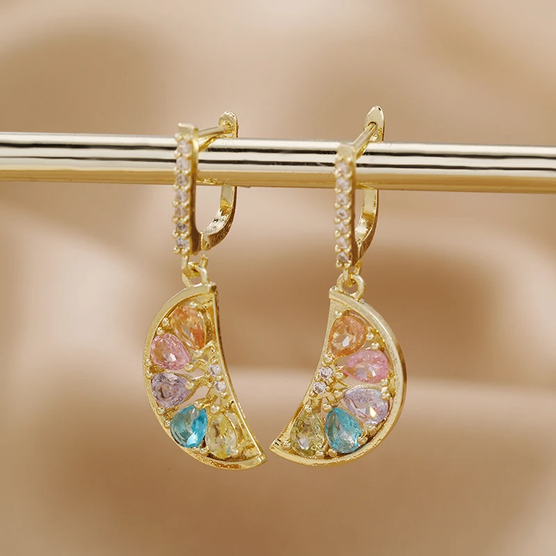 Micro-inlaid Jewelry Lemon Fruit Earrings Classic Personality Gorgeous Stainless Steel Earrings fruit earrings