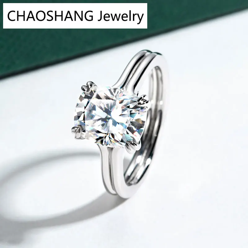 4.0ct Cushion Cut Moissanite Engagement Rings For Women VVS1 D Color Solid 925 Sterling Silver Anniversary Fine Jewelry