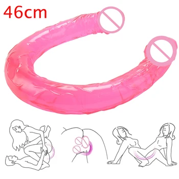 Big Double Head Dildo Long Jelly Realistic Dildo Double Ended Dildo Flexible Penis for Women Masturbator Sex Toys for Lesbian 2