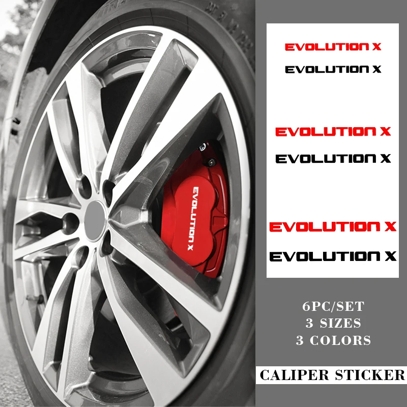 Виниловые наклейки на клещевые Штангенциркули, 6 шт., наклейки для Mitsubishi EVOLUTION X Logo ASX Lancer Outlander Galant Eclipse Mirage L200