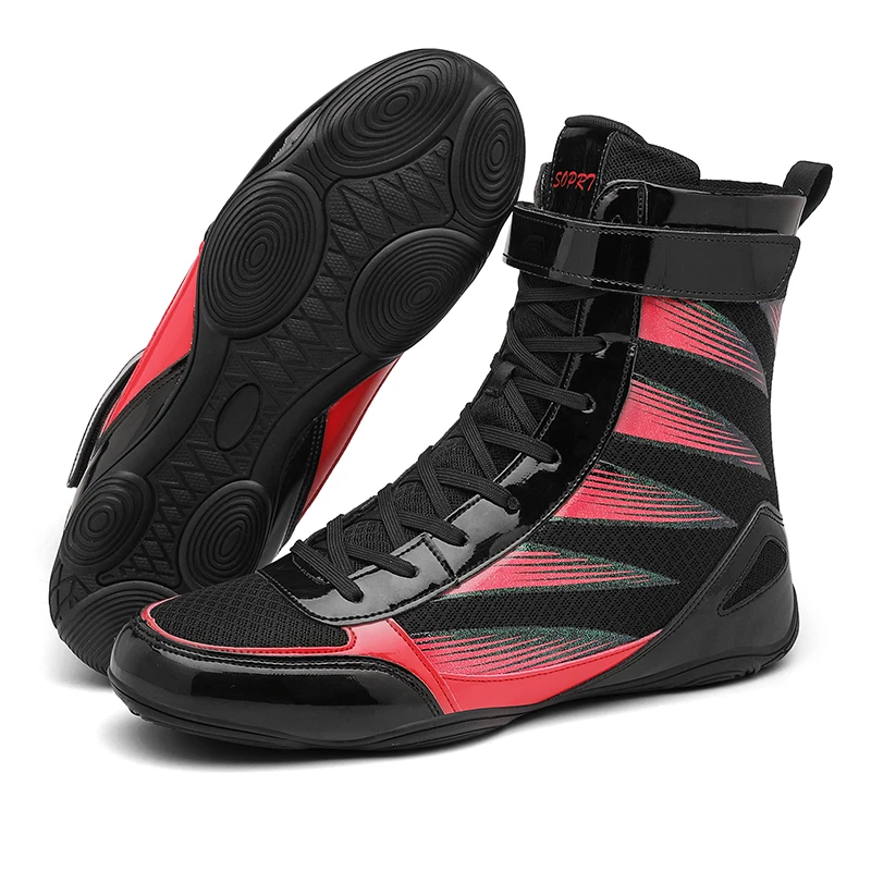 Hot Sale Competition Sports Men Wrestling Shoe Top Quality Black White Wrestling Boot Classic Brand Breath Boxing Fighting Boot