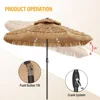 9 ft 2-Tier Solar Tiki Umbrella, 32 LED Ligths Hula Thatched Tiki Umbrella, Straw Umbrella, Pool, Patio, Beach 5