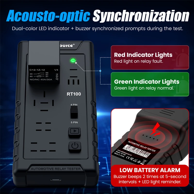 12V/24V Automotive Relay Tester Universal Car Relay Test Diagnostic Tool LED Indicator Professional Voltage Battery Checker