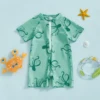 MISOWMNJOY Summer Children Boys Rash Guard Swimsuit Cute Octopus Print Zip Up Short Sleeve Baby Boys Swimwear Bathing Suit 1
