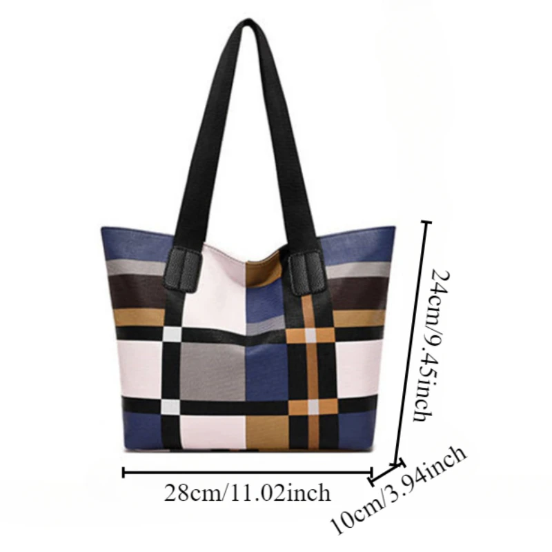 Striped plaid tote bag for women, new fashionable women's shoulder bag, handbag for women, commuting bag, big bag for women-LJX