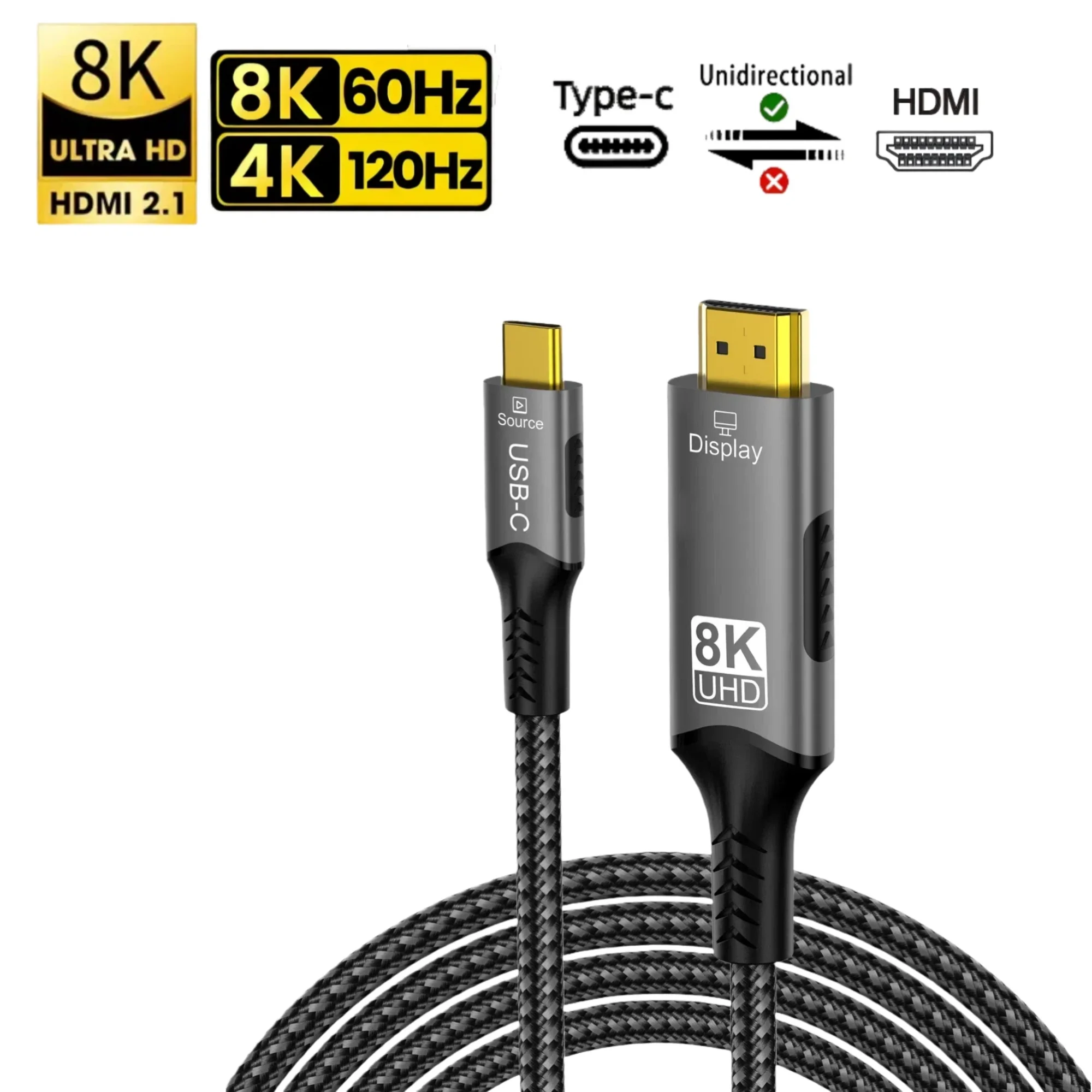 ตัวเลือกสินค้า สาย USB-C เป็น HDMI 8K รองรับ Thunderbolt/iPhone/Galaxy