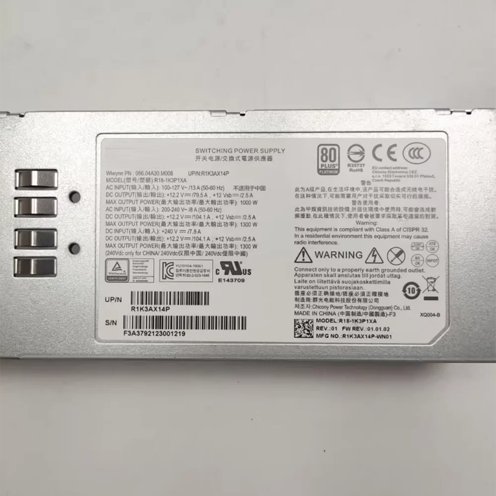 Chi-cony R18-1K3P1XA R18-1K3P1XB 1300W 서버 전원 공급 장치 PN: R1K3AX14P R1K3AX20P