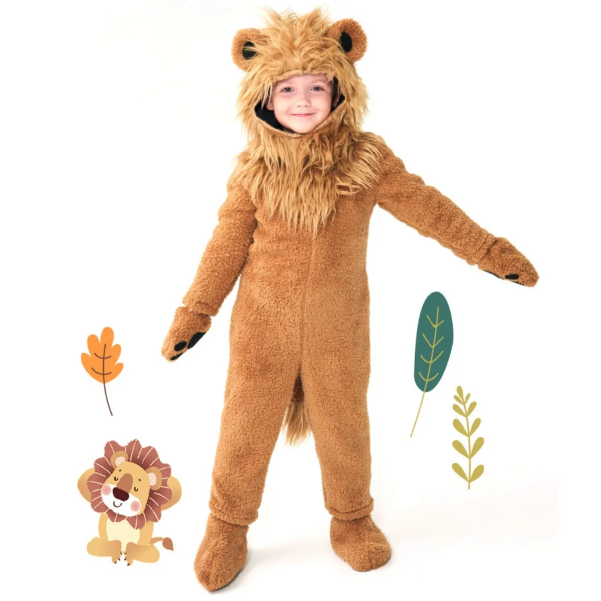 2-12Y Child Lion Costume Baby Kids Clohting Animal Carnival Halloween Fancy Jumpsuits Clothes Set