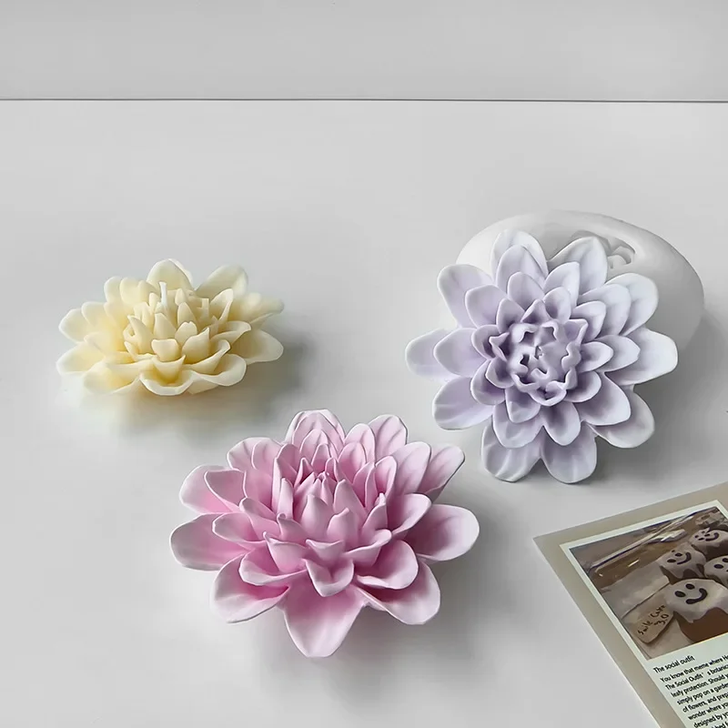 DIY Flowers Chinese Peony Silicone Mold Paeonia lactiflora Aroma Candle Plaster Ornaments Mould Handmade Soap Molds