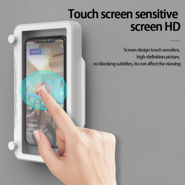 Falra Szerelt Érintőképernyős Mobiltelefon Tartó Fürdőszoba Lezárt Védő Borító Tároló Vízálló Doboz