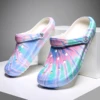 Garden Clogs Slip On Lightweight Two-way Wear Garden Clogs, Comfortable Women's Tie-dye Pattern Clogs, Non-slip  Beach Slides 2