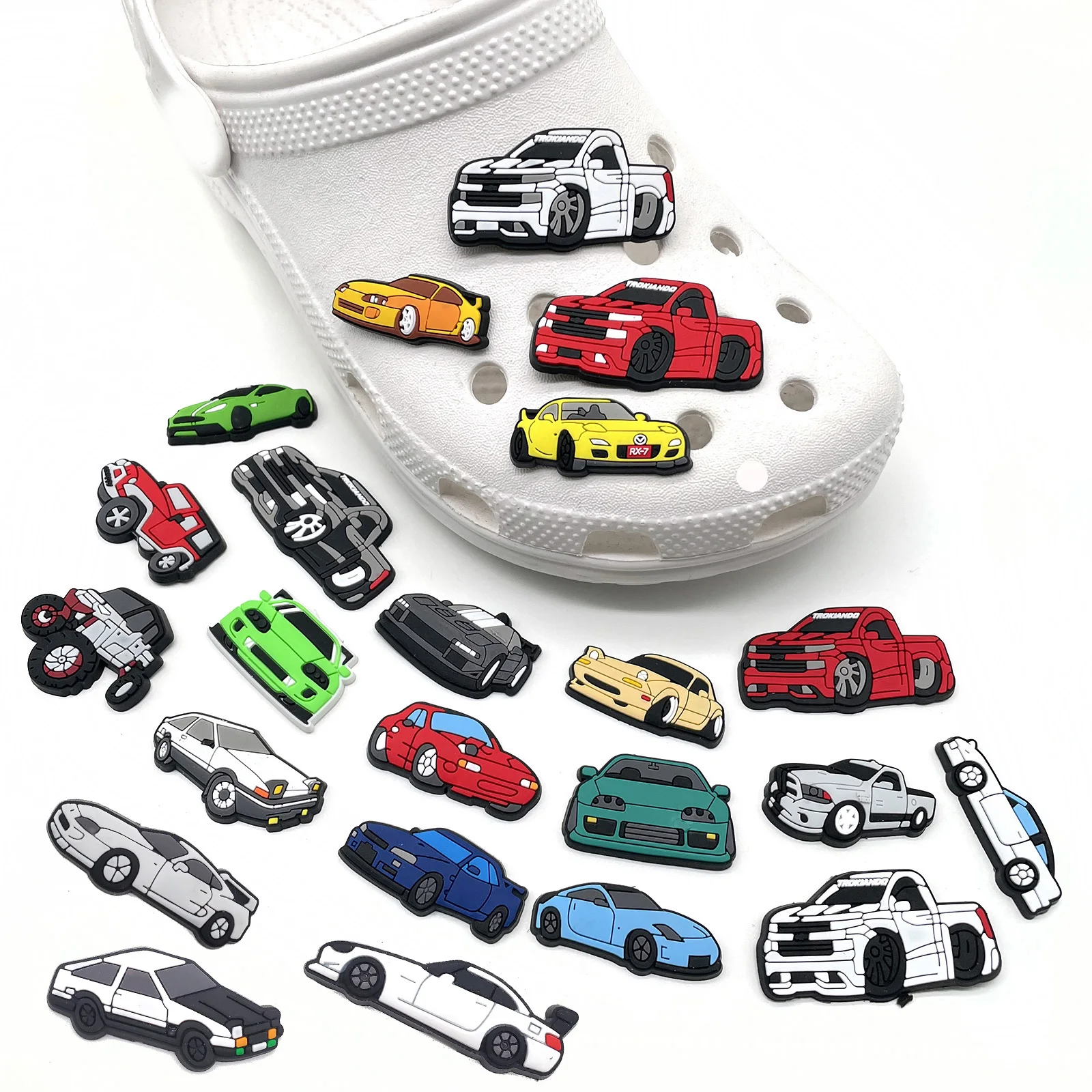 

23kinds of Cars Model Shoe Charms Accessories for Garden Shoe Charms Decorations DIY Backpack Wristbands