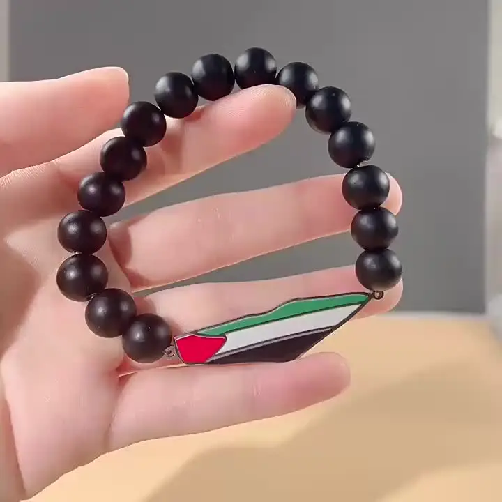 Bracciale Palestine Con Ciondolo Mappa - Gioiello Solidale In Acciaio Inox
