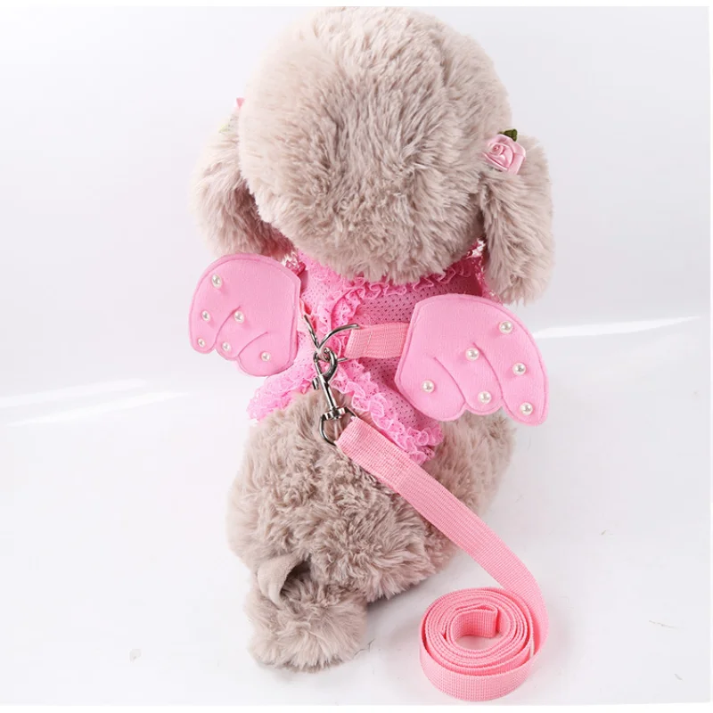 Pearl Coco Angel Wing Princess Pet Dog Harness Puppy Harness And Guinzaglio Set Pet Cat Vest Harness Guinzaglio Può Essere Un Cinturino Impertinente