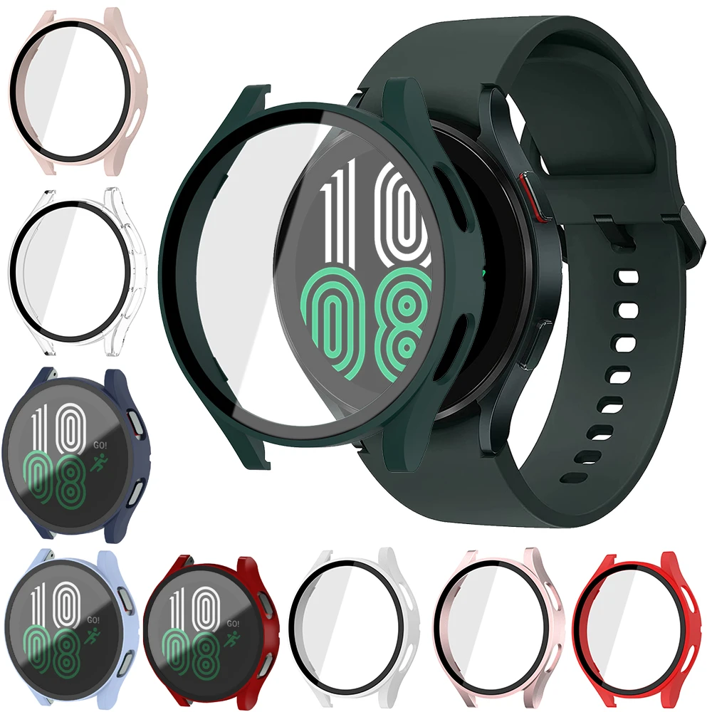 

Стекло и крышка для Samsung Galaxy Watch 4 40 мм 44 мм, чехол для часов, защитные бамперы с охватывающим охватом, чехол для Galaxy watch 4 40 мм 44 мм