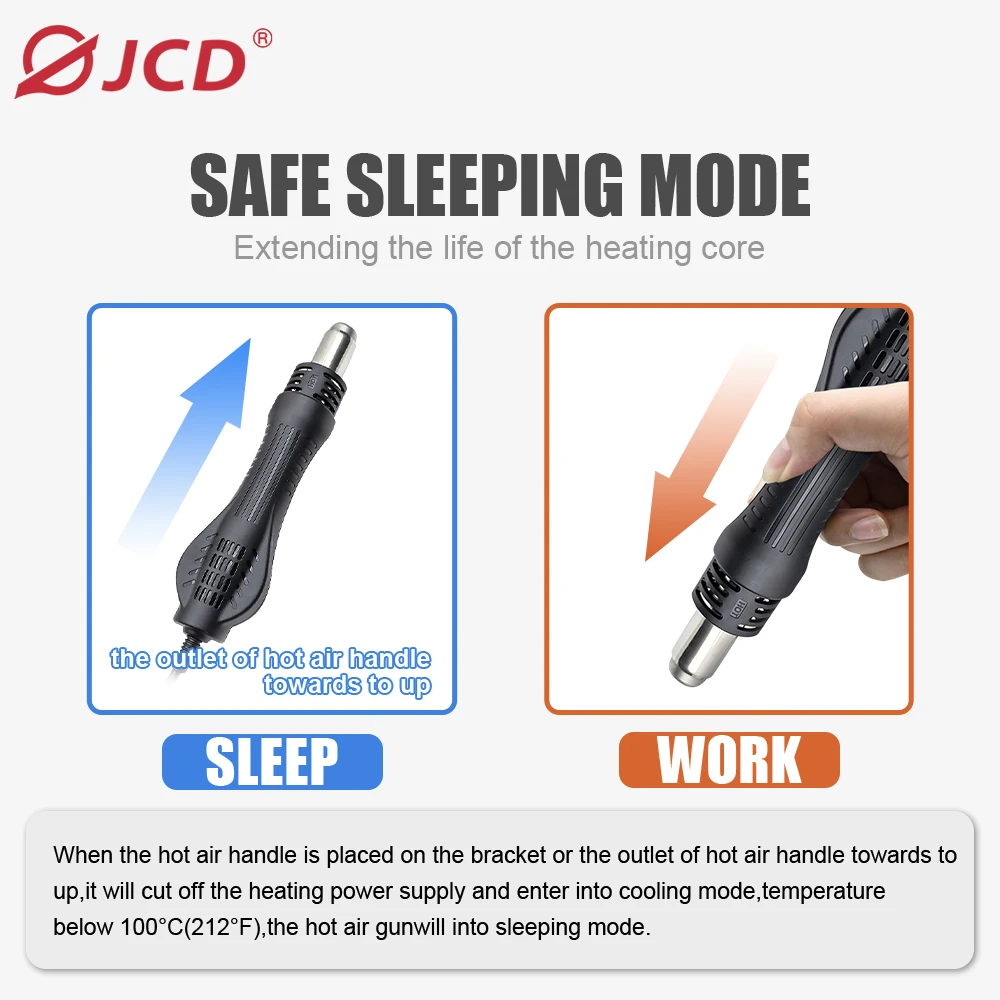 JCD 750W Soldering Station 2 IN 1 Hot Air Gun LCD Dual Digital Display Electric Soldering Iron SMD Welding Rework Station 8586D 6