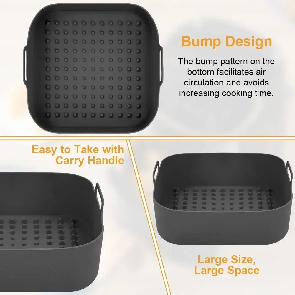 Air Fryer Silicone Pot Thick Reusable Silicone Square Air Fryer Liners Replacement of Parchment Liner Paper Basket air fryer liners