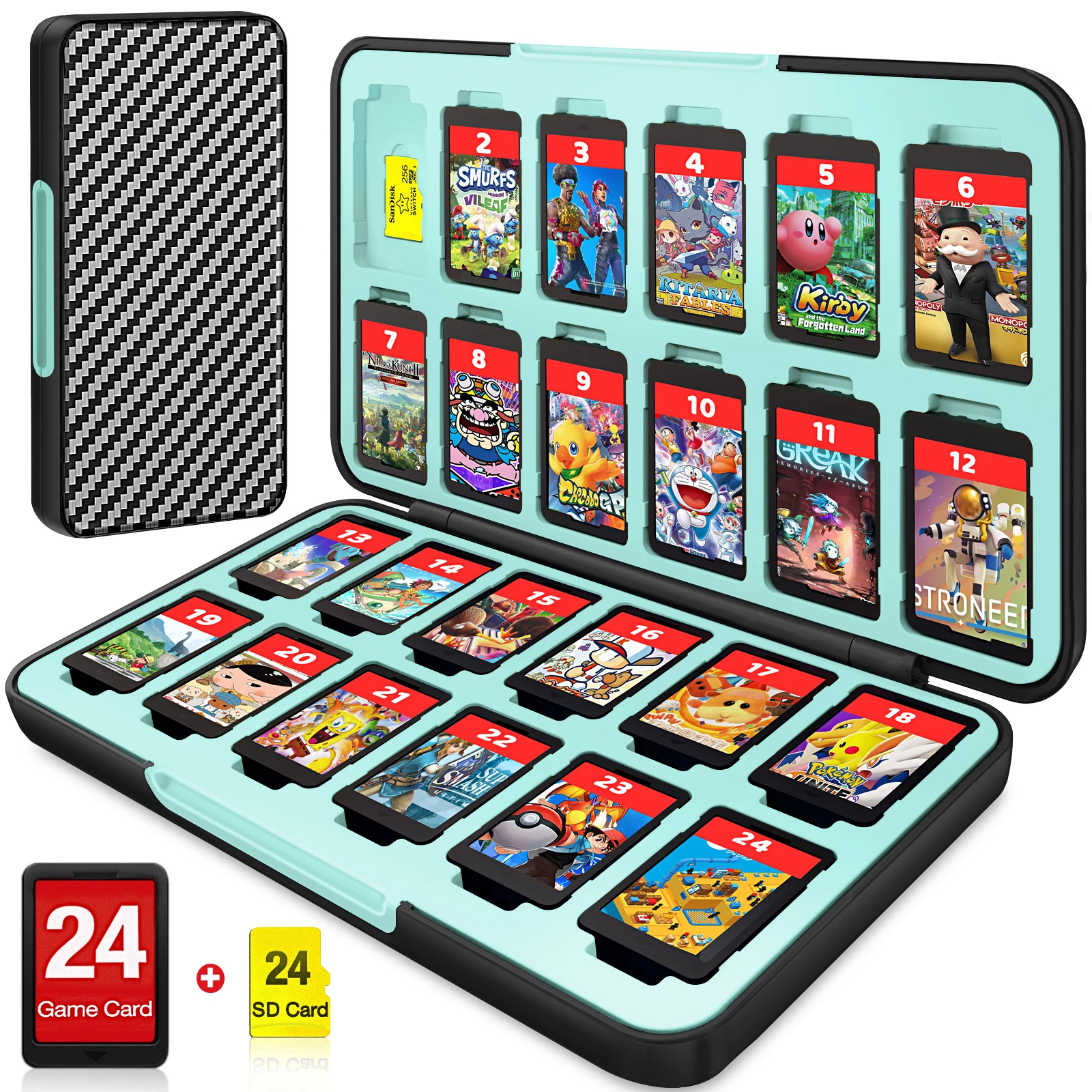 Switch Game Case Storage 24 Games Card and 24 Micro SD Cartridge Slots,  Switch Game Holder for Nintendo Switch/OLED/Lite, Portable Switch Game Card