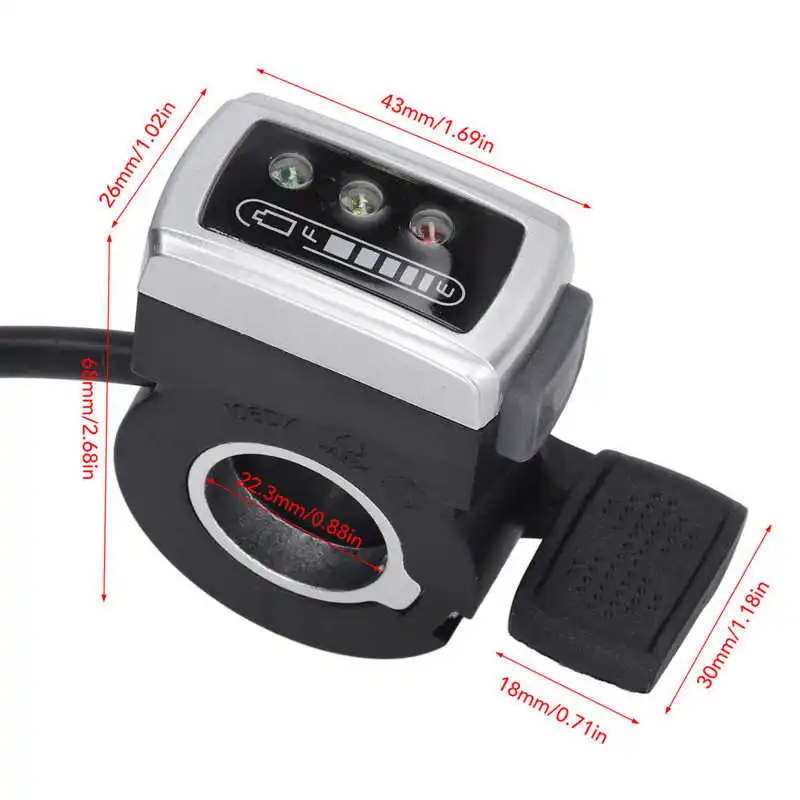 Electric Bike Thumb Throttle with Battery Status and Switch