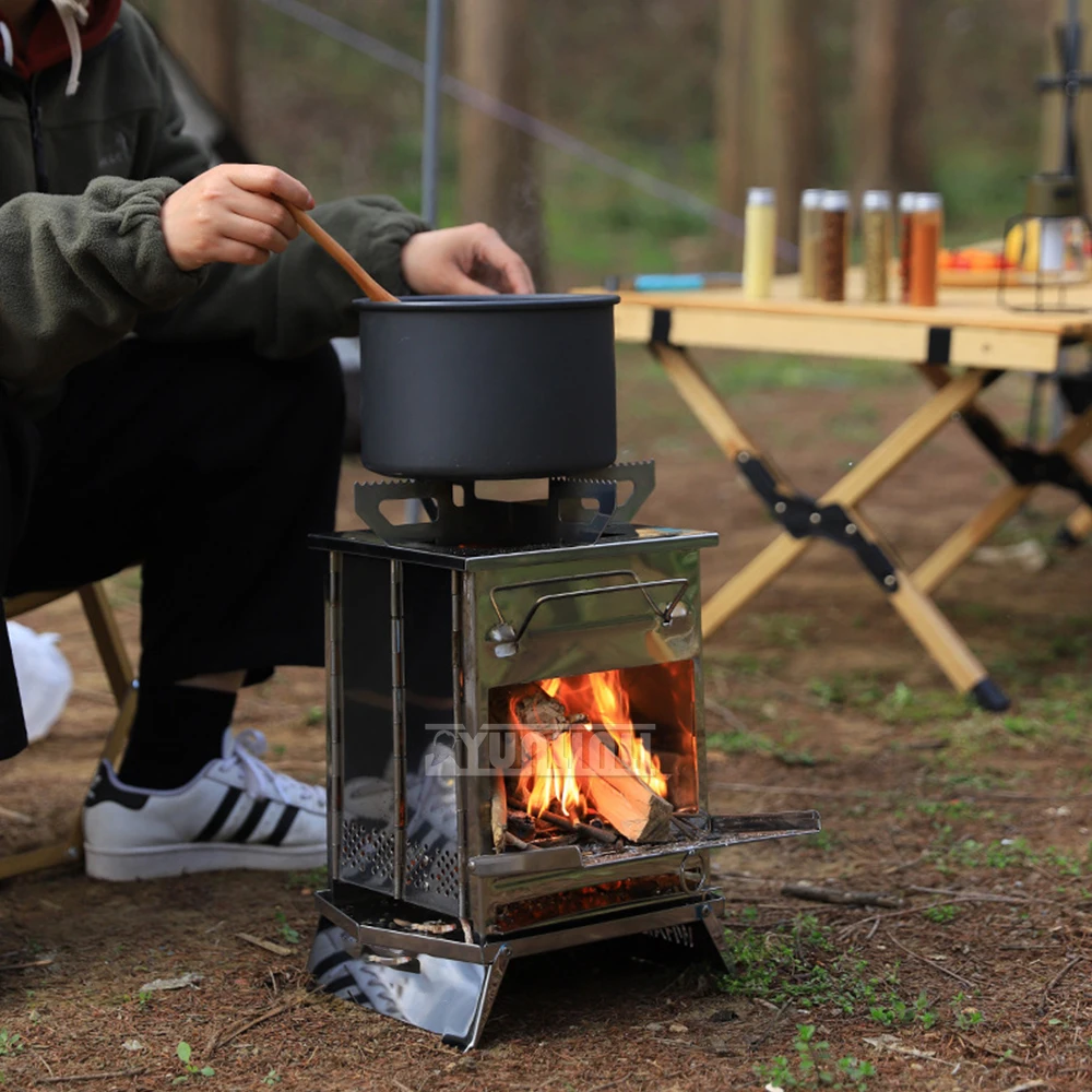 Folding Stainless Steel Stove Portable Multifunction Mini Camping Stove Outdoor Barbecue BBQ Accessories 2