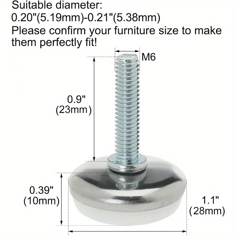 8-Pack Adjustable Furniture Glide Leveling Feet Pads
